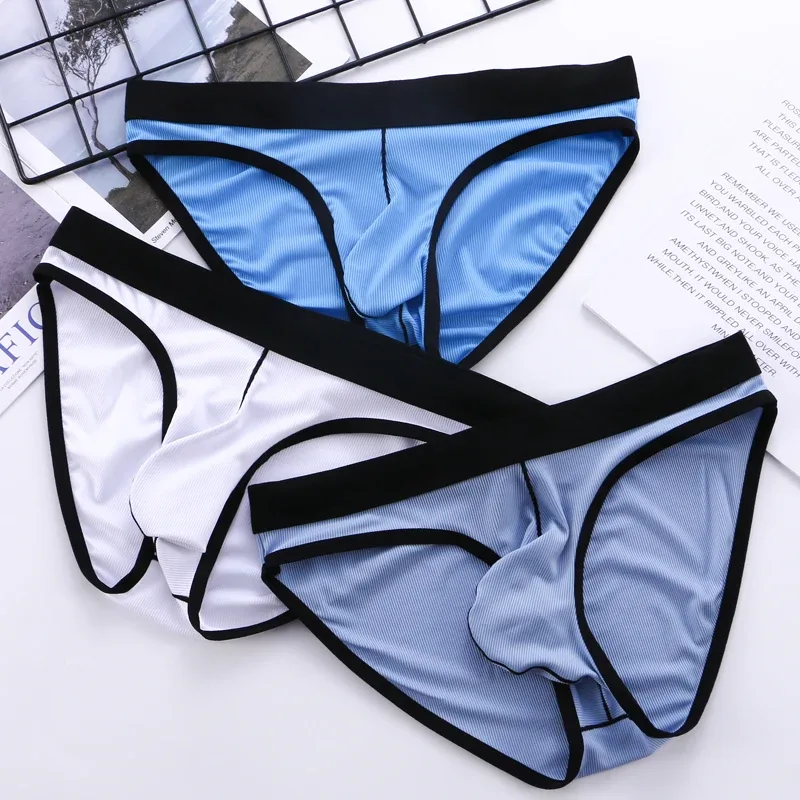 Men's Underwear Briefs Comfortable Mens Bikini Solid Color Large Size Fat Low Waist Pants Men Lingerie Underpaants C8-1