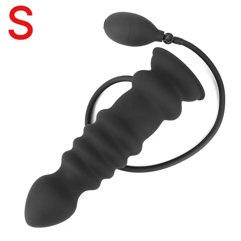 Huge Inflatable Anal Plug with Suction Cup Silicone Big Butt Plug Anus Expansion Stimulator Prostate Massage Anal Sex Toys