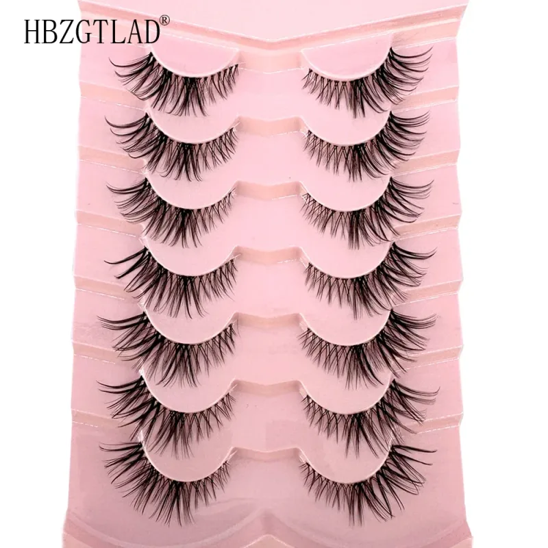 7/8PairsCat Eye Eyelashes manga Lashes 3D Clear Band Lashes naturalHalf Lashes End Eye Elongated Mink Eyelashes Fluffy Eyelashes — image 17