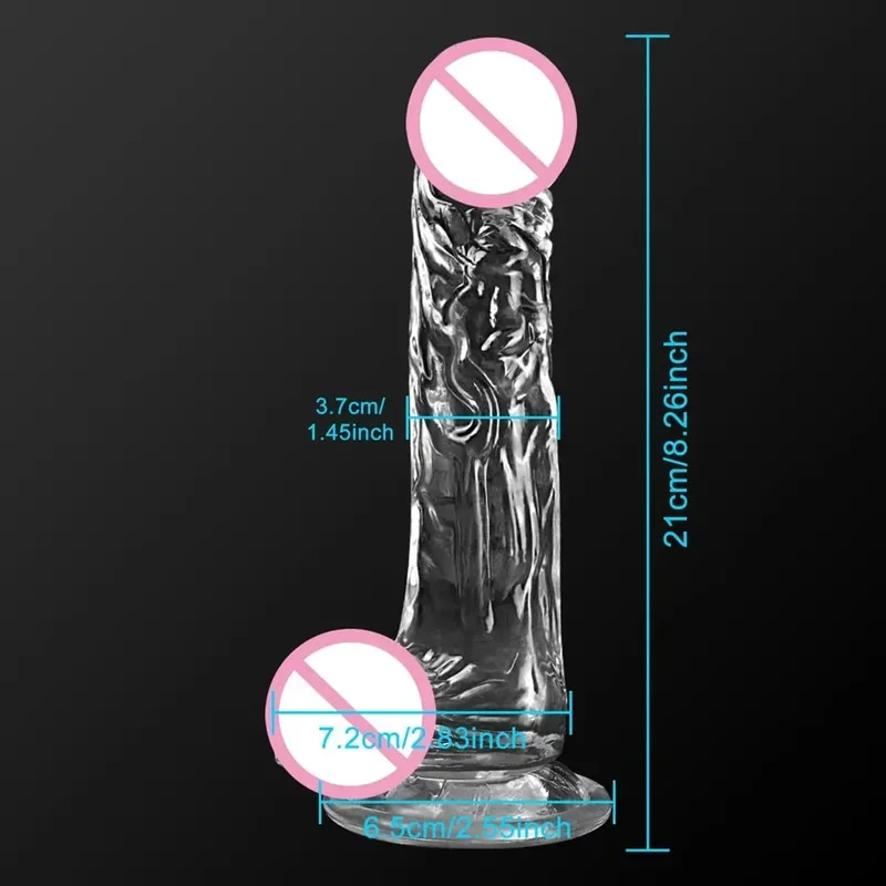Jelly Dildo 4 Sizes Transparent Soft Realistic Penis Fake Dick Butt Plug for Woman Men Gay Sex Toys Female Vagina Anal Sex Toys