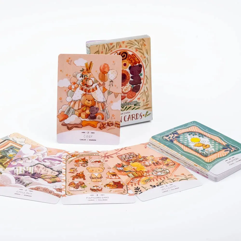 Cotolie KUMACHAN MOON CARDS 24 Pcs Deck English Version Adorable Bear Oracle Cards Board Game for Family Party 10.4*7.4cm — image 3
