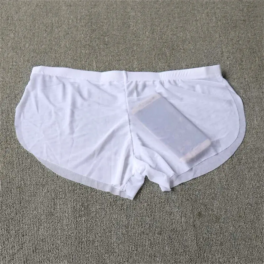 Sexy Transparent Mesh Boxers for Men Hot Male Trunk Underwear Comfortable Aro Pants Summer Casual Shorts