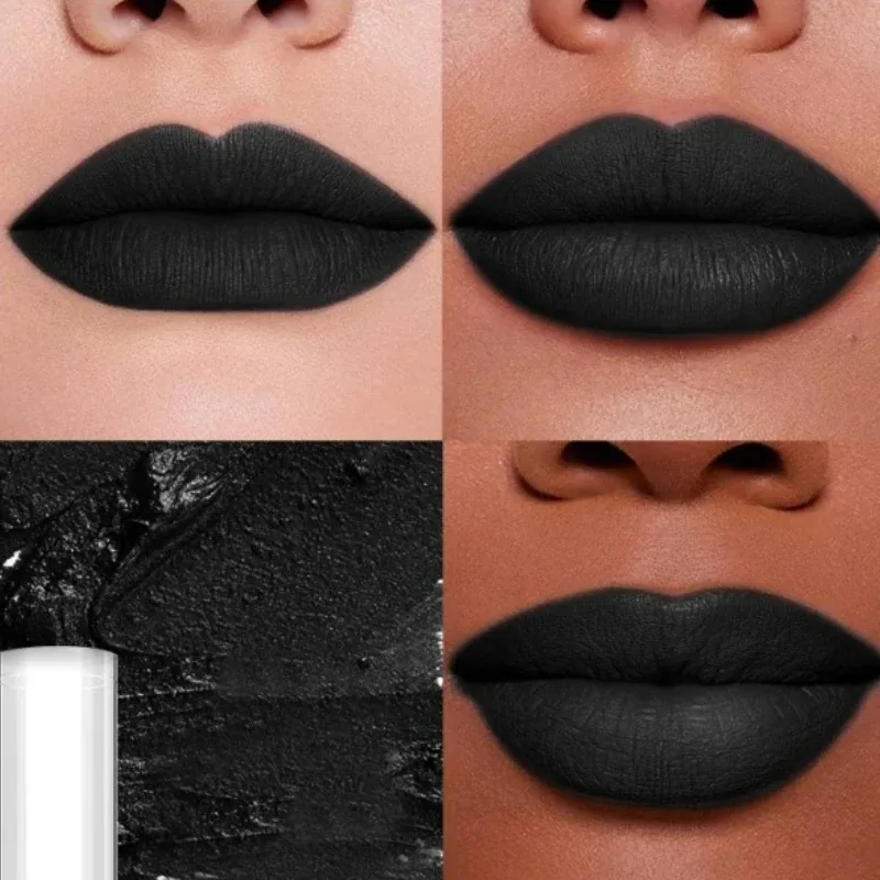 Punk Matte Black Liquid Lipstick Waterproof Long Lasting Party Lip Gloss Personality Velvet Nude Lip Tint Halloween Lips Makeup