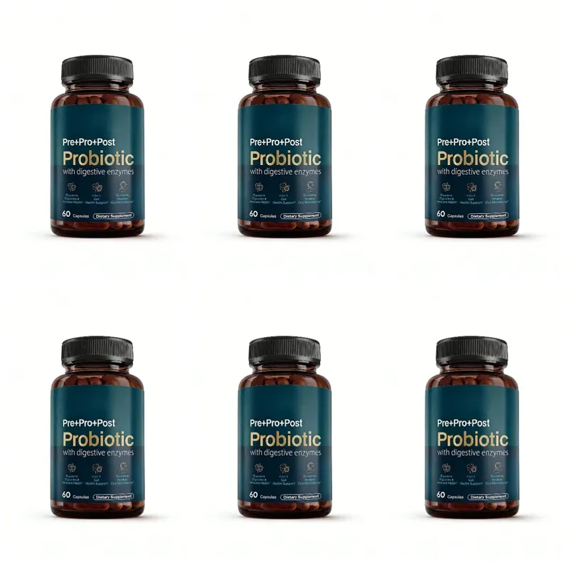 Premium 4-in-1 Probiotic Prebiotic Postbiotic Digestive Enzymes for Men&Women Supports Gut Digestion Immunity 60 Capsules
