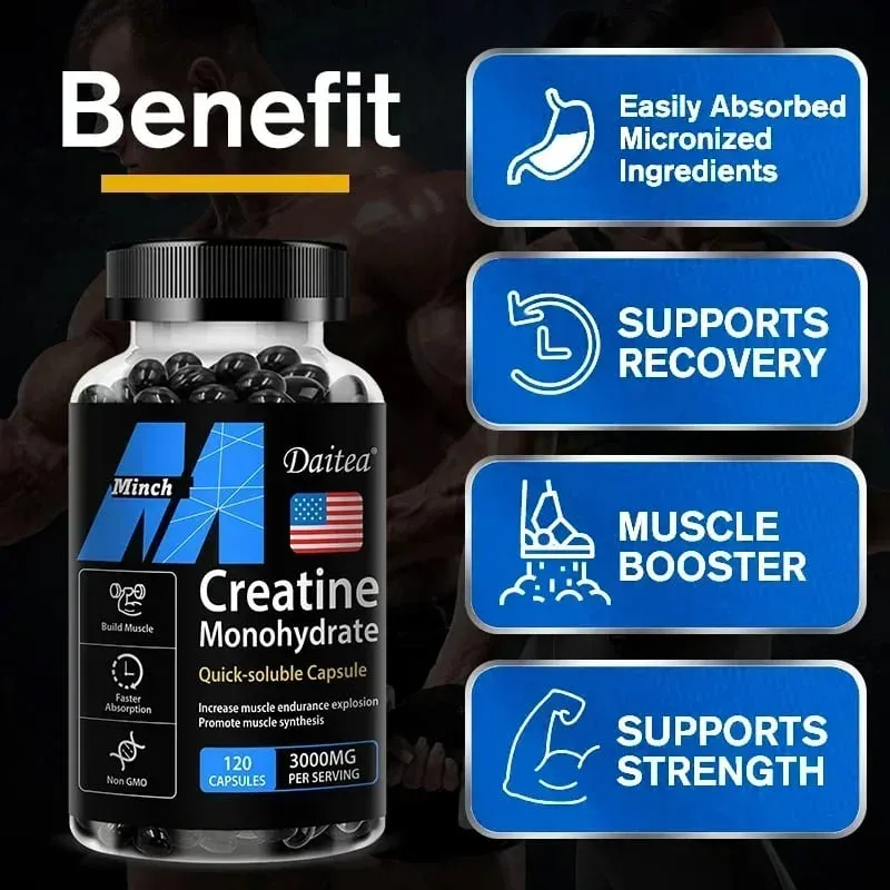 Daitea Creatine Monohydrate 3000 Mg - Strength Muscle Performance Supplement for Men and Women Non-GMO and Gluten-Free — image 4