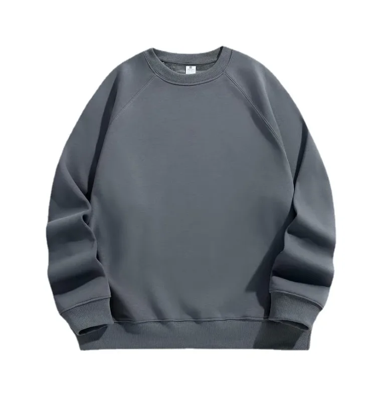 600g Men's 100% Cotton Oversized Sweatshirt for Winter Solid Beige Batwing Sleeve Heavyweight Fleece Crew Neck Thermal Hoodies — image 11