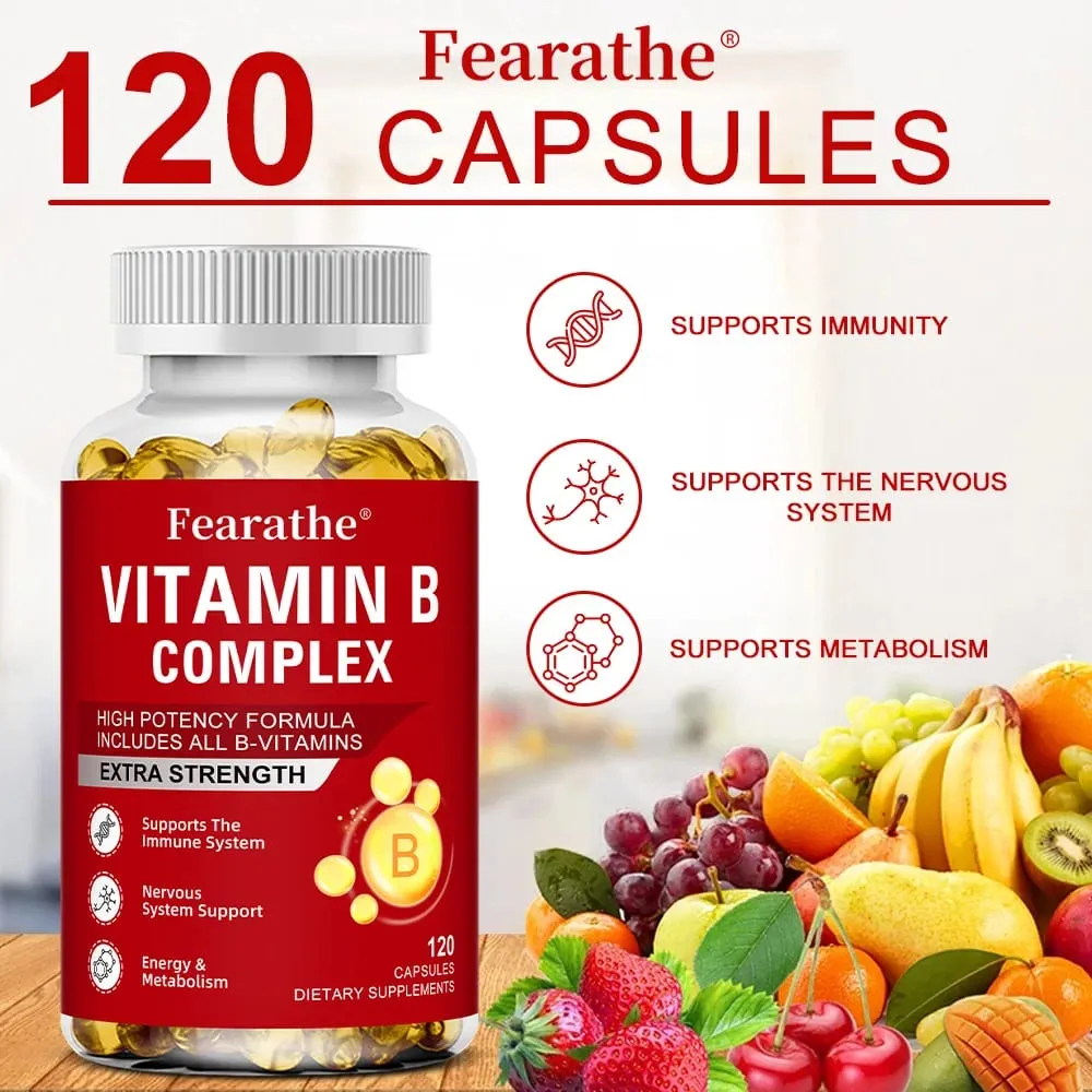 Vitamin B-Complex Vitamin Supplements (B12 B2 B3 B6 Folic Acid &Biotin) Immune & Energy Support Immune Health