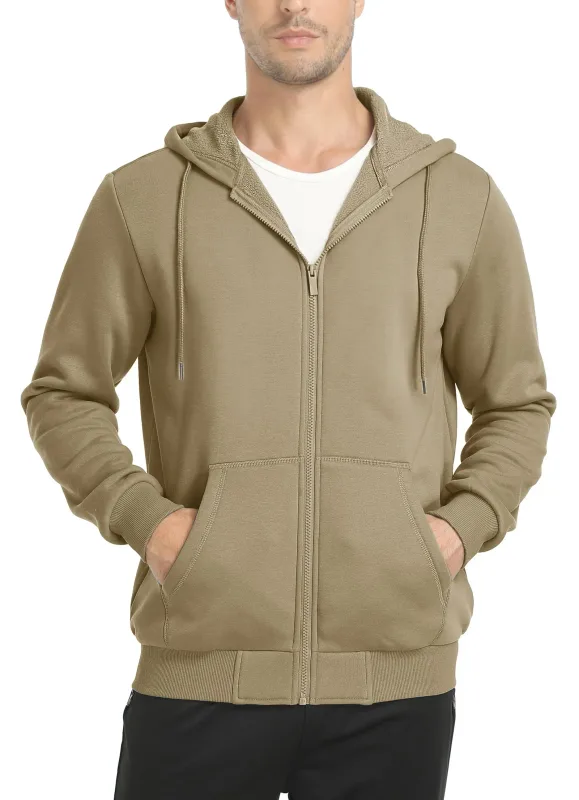 Big Pockets Fleece Lining Hoodies Mens Hooded Coats Full Zip Up Casual Hoodie Jackets Athlete Running Hiking Sportswear — image 10