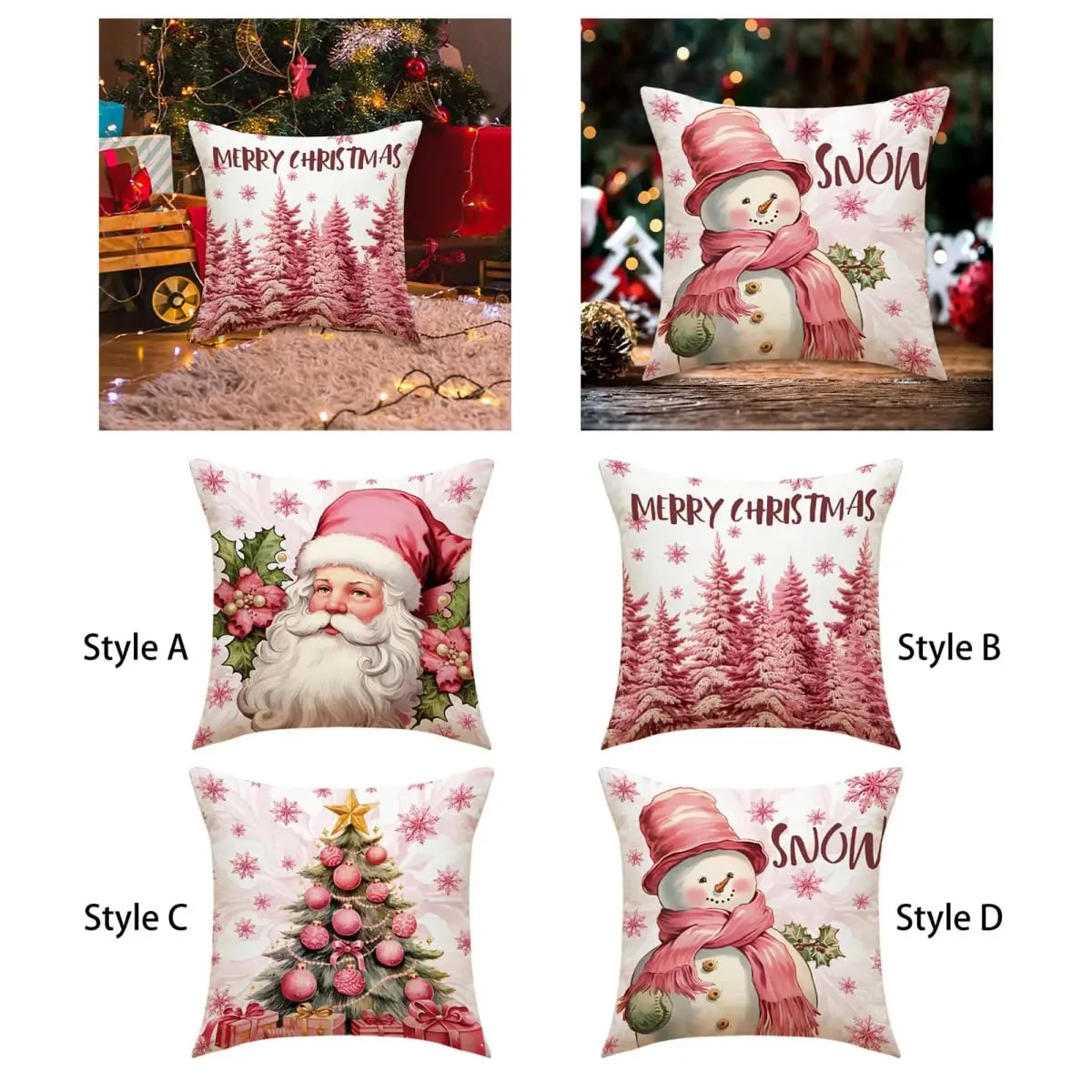 Outdoor Indoor Christmas Pillow Covers Plush Soft Cushion Case for Winter Festive Home Decoration
