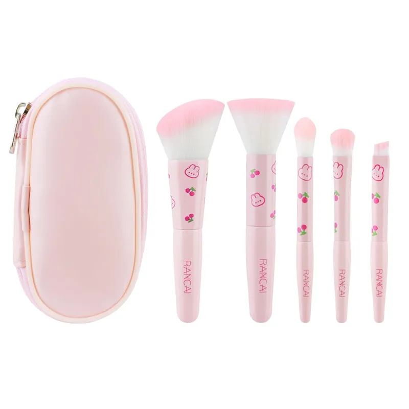 5-delige schattige compacte make-upborstelset met etui Premium borstel voor onberispelijke foundation Blush oogschaduwtoepassing Beauty Tools