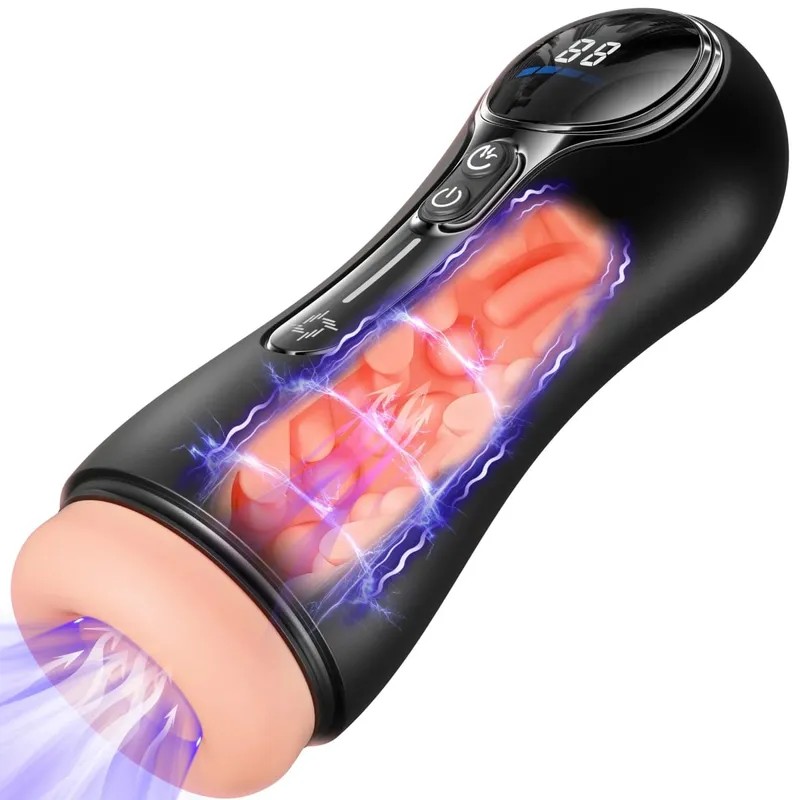 Otomatik Erkek Emme Masturbator LCD Ekran Mastürbasyon Fincan 9 Titreşim Modu Ile Cep Kedi Yetişkin Seks Oyuncakları Adam için