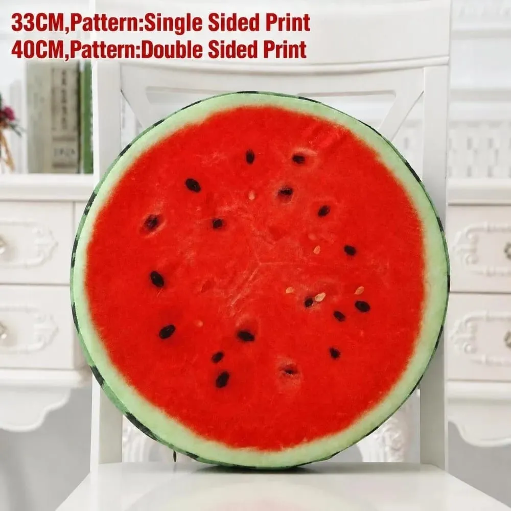 Cute Round Fruit Pillow Simulation Plush Fabric Seat Cushion Fruit Slice Print Stuffed Inner Plush Pillow Sofa Decor — image 7
