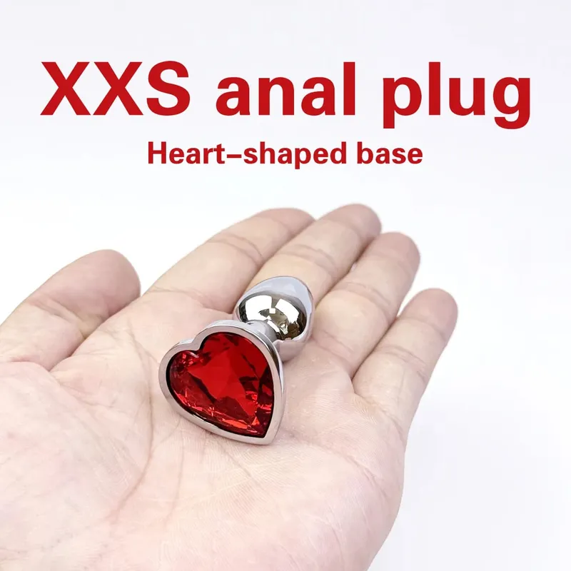 Heart-shaped metal anal plug Beginner's anal plug Anal massage dilator Adult couples sex toy Masturbation stimulation tool