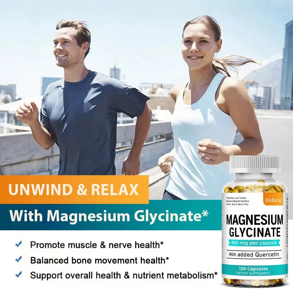 Magnesium Glycinate - with Quercetin Improve Cardiovascular Health Reduce Stress and Promote Healthy Sleep Muscle Growth — image 6