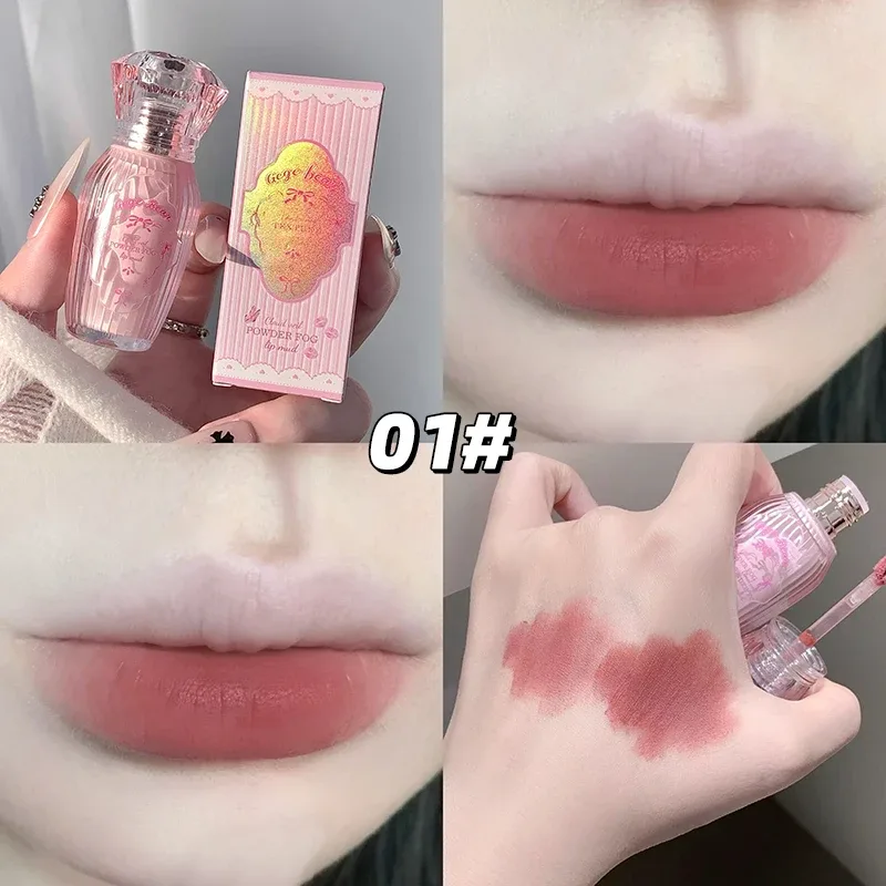 Gegebear powder lip mud matte lips low saturation white lipstick natural color no cup lasting makeup without fading