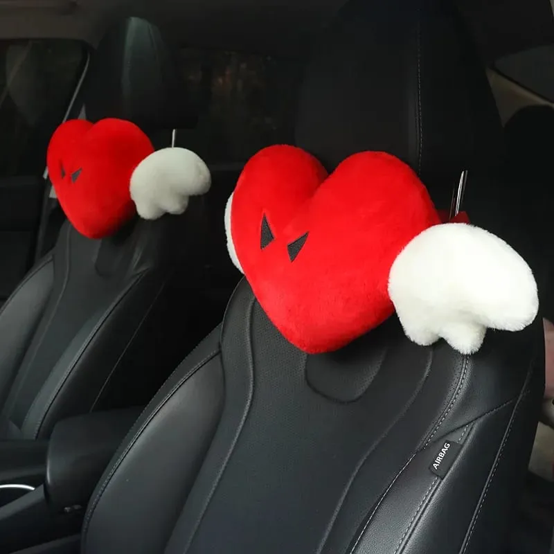 Cute Angel Heart Plush Pillow with Wings Soft Fluffy Love Heart Stuffed Cushion Car Sofa Home Decor Valentine Creative Gift
