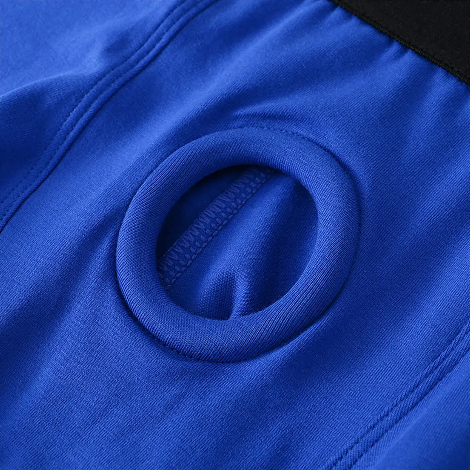 Herren-Boxershorts mit Vorderloch-Beutel, Unterwäsche, Silikon-Cockring, sexy Boxershorts, breiter Bund, Baumwollunterhose, aushöhlen, Dessous
