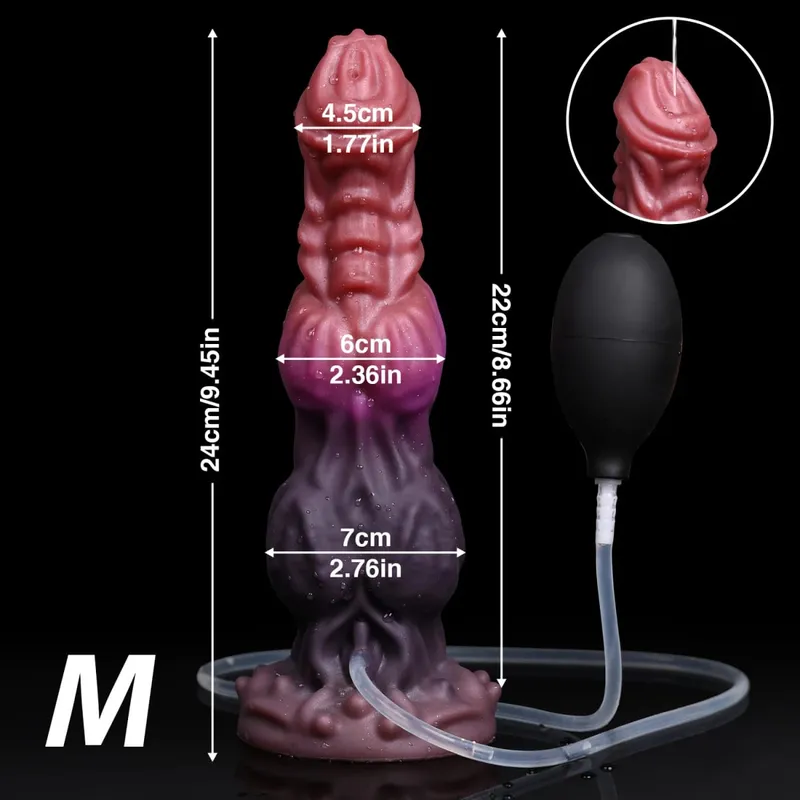 Ejaculation Monster Dildo Soft Silicone Penis Inflatable Big Knot Dildos Squirting Strong Sucker Dick Sex Toy for Women Men 18+