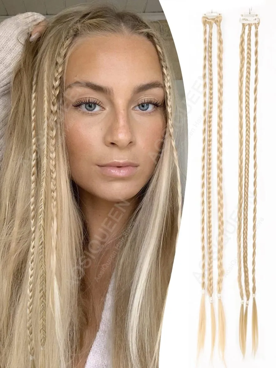 Synthetic 1/2pcs Braid Wig With Strong BB Clip Lightweight Box Braid Ponytail Hair Piece for Women
