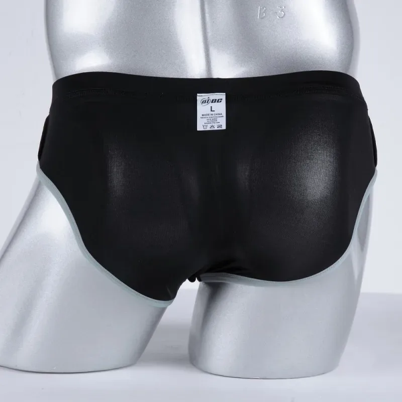 Men's Erotic Briefs Elephant Nose Open Sheath Bikini Gay Sexy Thin Ice Silk Penis Bulge Separate Elastic Quick Dry Sports Tangas