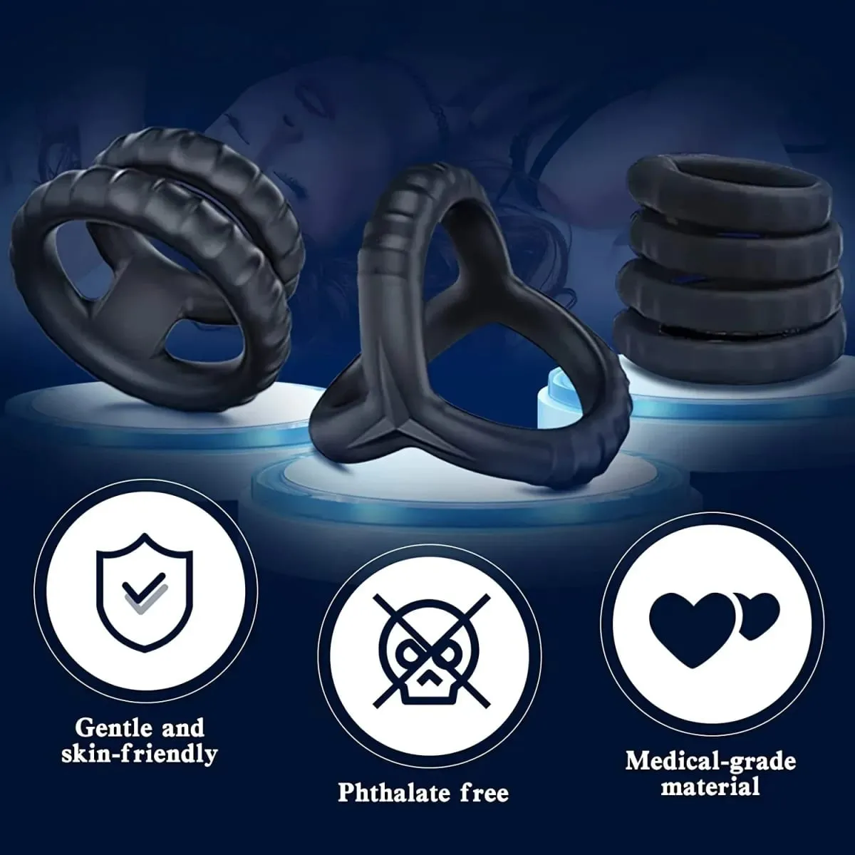 Cock Rings Silicone Ball Stretcher Delay Ejaculation TPE Penis Ring for Men Sex Toys Adjustable Semen Lock Ring SM Penis Sleeve — image 3
