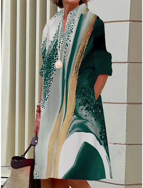 S-5Xl Sommer-Hemdkleid, Weiß, Blau, Abend-Vintage-Kleider, Party, extra lang, lockere Damenkleider, nur Celadon-bedruckte Kleider