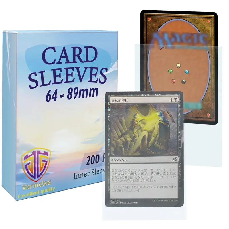 200PCS Transparent Standard Size Inner Card Sleeves Perfect for Double-sleeving 64X89MM TCG Card Sleeves Card Protector for MTG