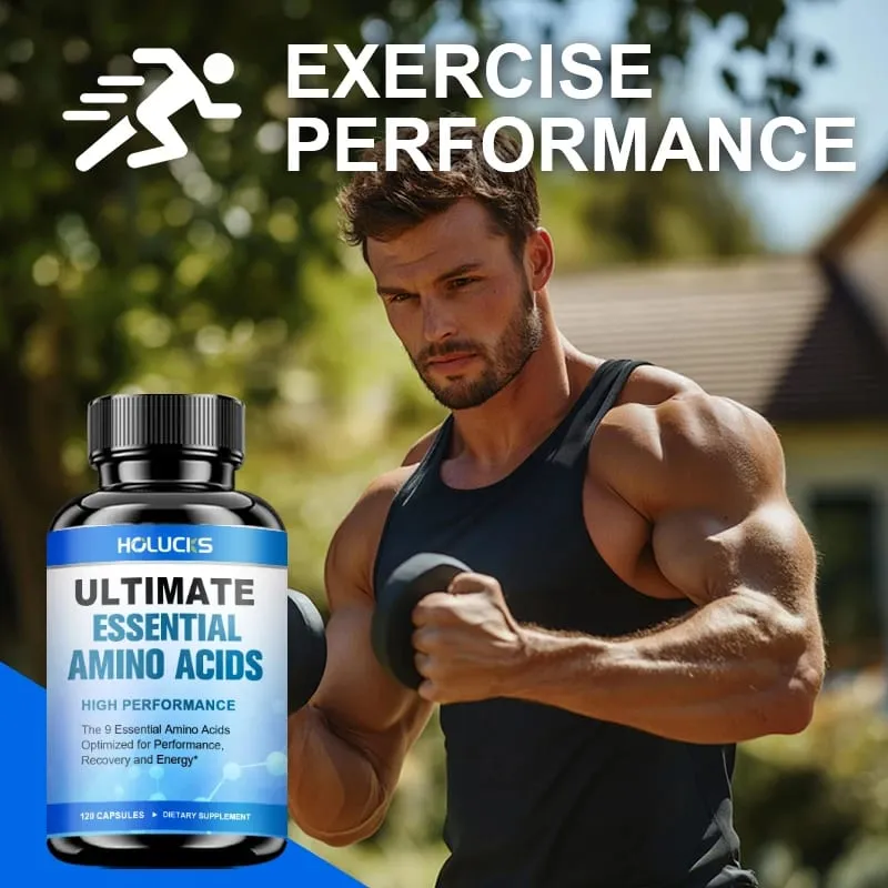 Essential Amino Acids EAA Supplement 9 EAAs 120 Tablets Muscle Recovery Energy Performance