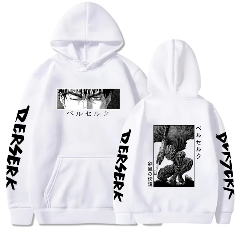 Berserk 拉鍊連帽衫男款長袖運動衫抓絨超大外套外套有趣 Berserk 日本動漫街頭服飾