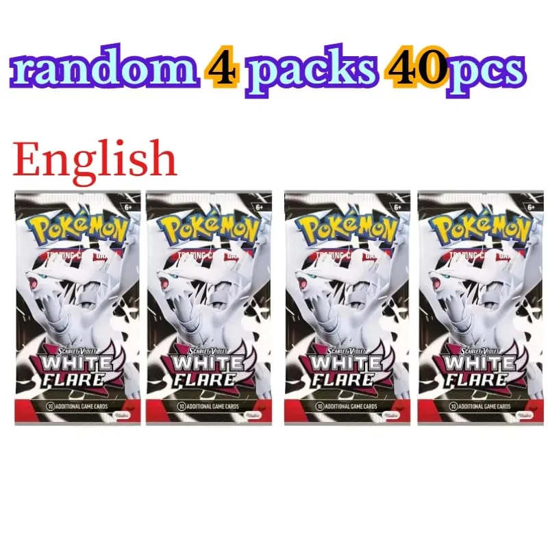 fun 40 Pieces Pokemon Card Pack 4 Sets Sun Moon Violet 151 English Trading Cards Collectible Toys Halloween Gift Fantasy Sci Fi