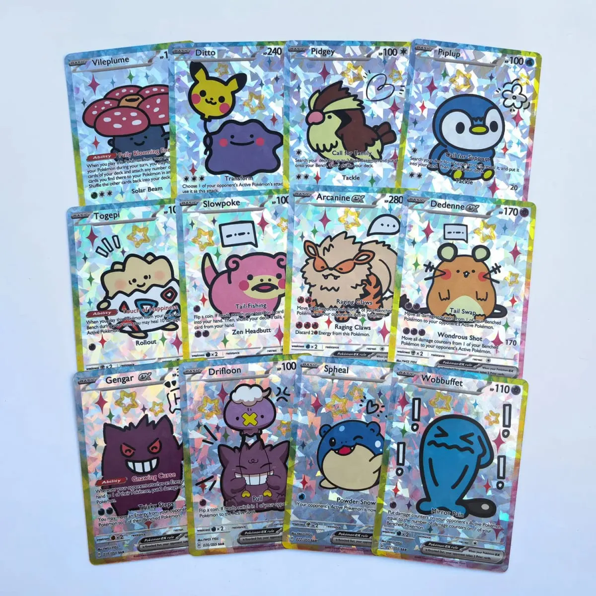Shiny 55Pcs Cute DIY Card Pokemon Holographic Anime Version Classical Collection Cards Gengar Charizard