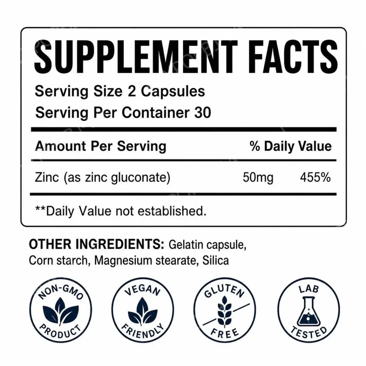 Docteat Zinc As Zinc Gluconate Capsules 50 Mg Zinc Per Serving Immune Support Antioxidant Activity Healthy Skin 60 Capsules