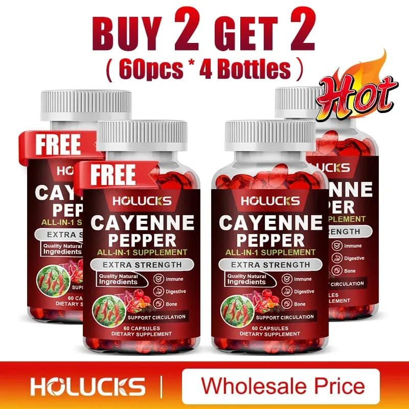 Cayenne Pepper Capsules with Vitamin D3 K2 Blood Circulation Promote Digestion Boost Metabolism Support Joint Bone Health