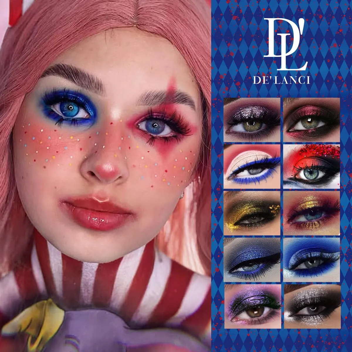Eyeshadow Palette 12 Colors Chameleon Metallic Silver Shimmer Black Goth Clown Halloween Long Wear Vegan Eye Makeup 17g