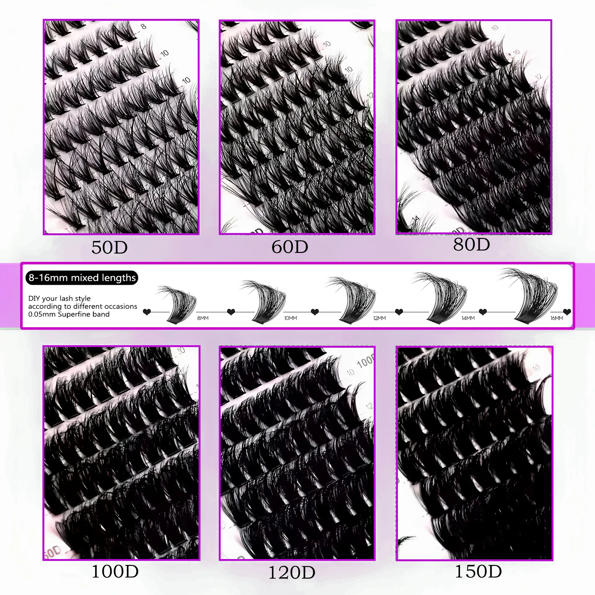 40D-150D Lashes Cluster DIY Lash Extension Mixed Tray Clusters Eyelashes Fluffy Volume Individual Lashes Cat Eye Lash Extension — image 4