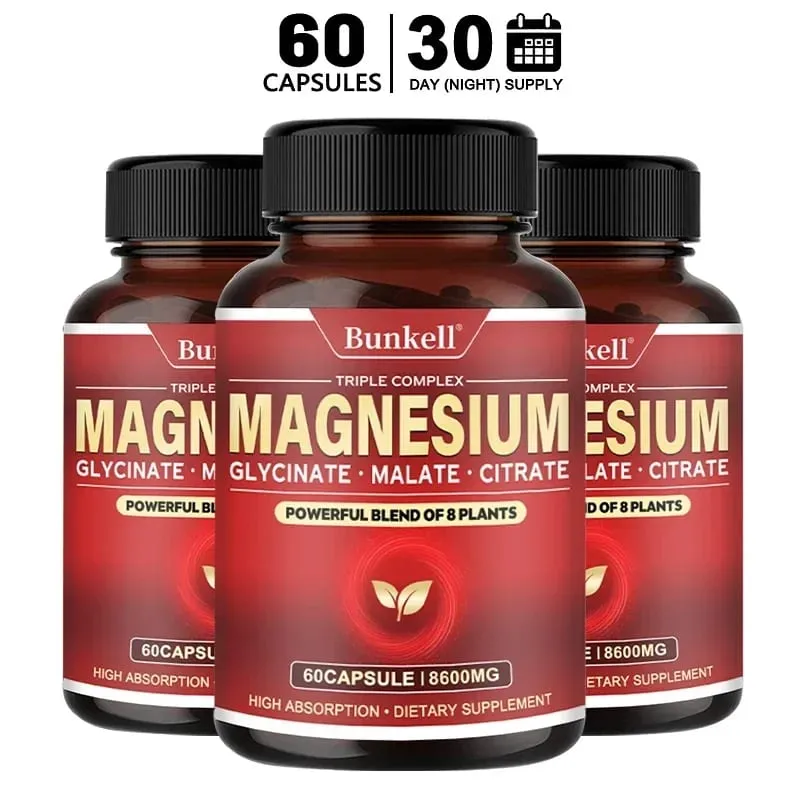 High Absorption Magnesium Glycinate Malate Citrate 100% Chelated Non-GMO Vegetarian Gluten Free 8 600 Mg 120 Capsules