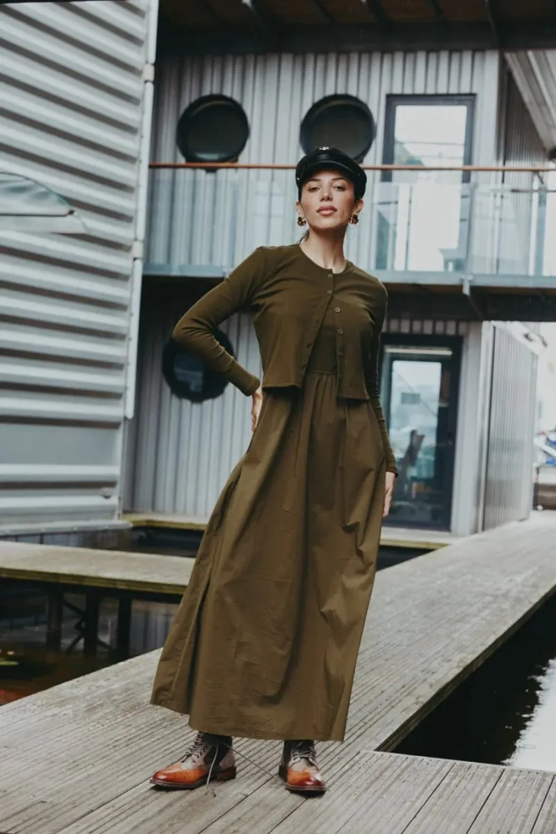 AS AW25 Patchwork dress round neck ribbing top + skirt + cardigan woman clothes