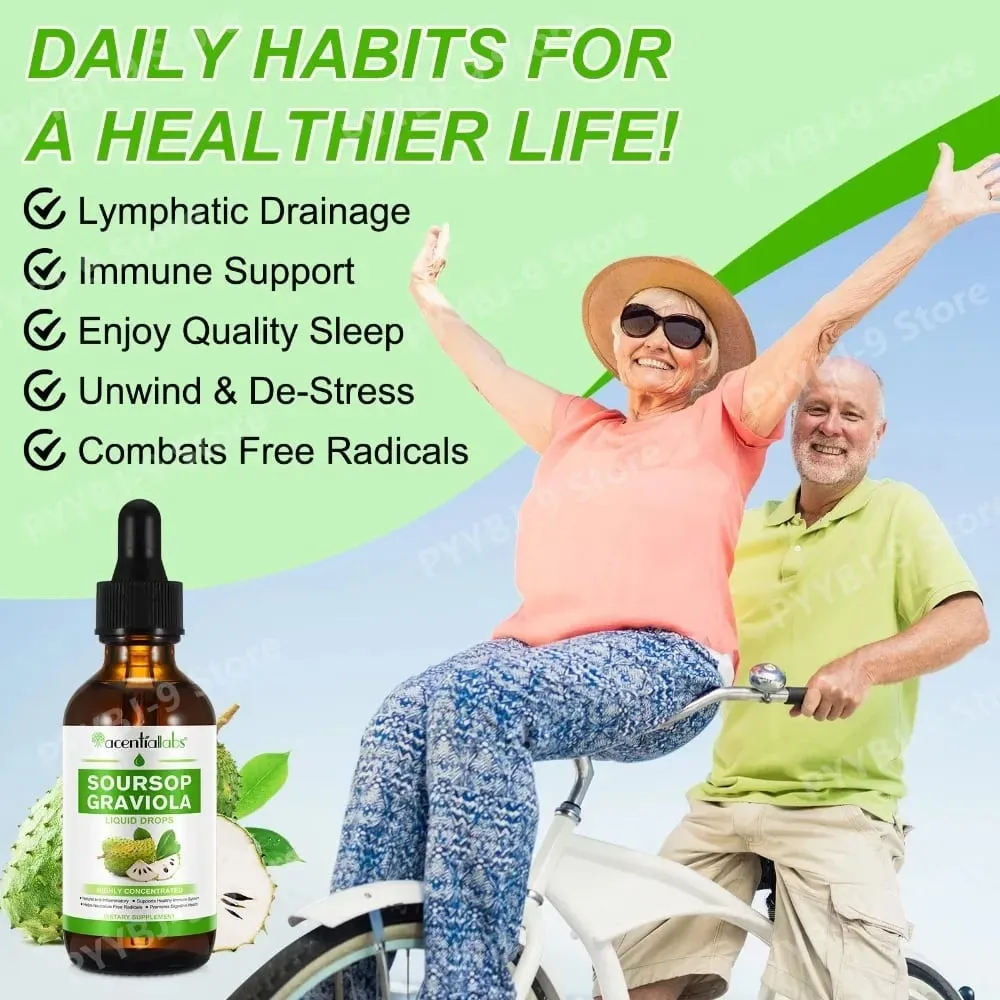 Acentiallabs ขายร้อน 60ml Soursop Bitter Liquid หยดผลิตภัณฑ์เสริมอาหาร 100% Pure Organic Soursop Graviola Extract สำหรับ Adlut