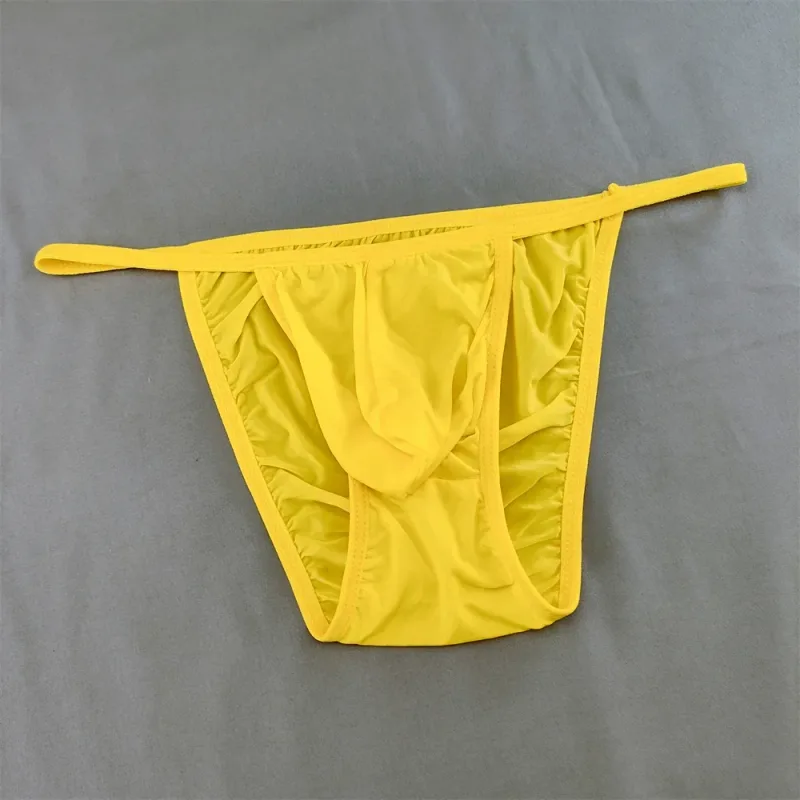 Ice Silk Briefs Men Underwear Solid Color Male Underpants Ultra-Thin Seamless Panties Thin Belt Low Waist