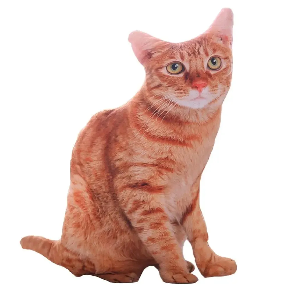 Plush Realistic 3D Cat Doll Cartoon Stuffed Simulation Cat Plushie Pillow Soft Kawaii Plush Animals Toy Cushion for Kids Girls