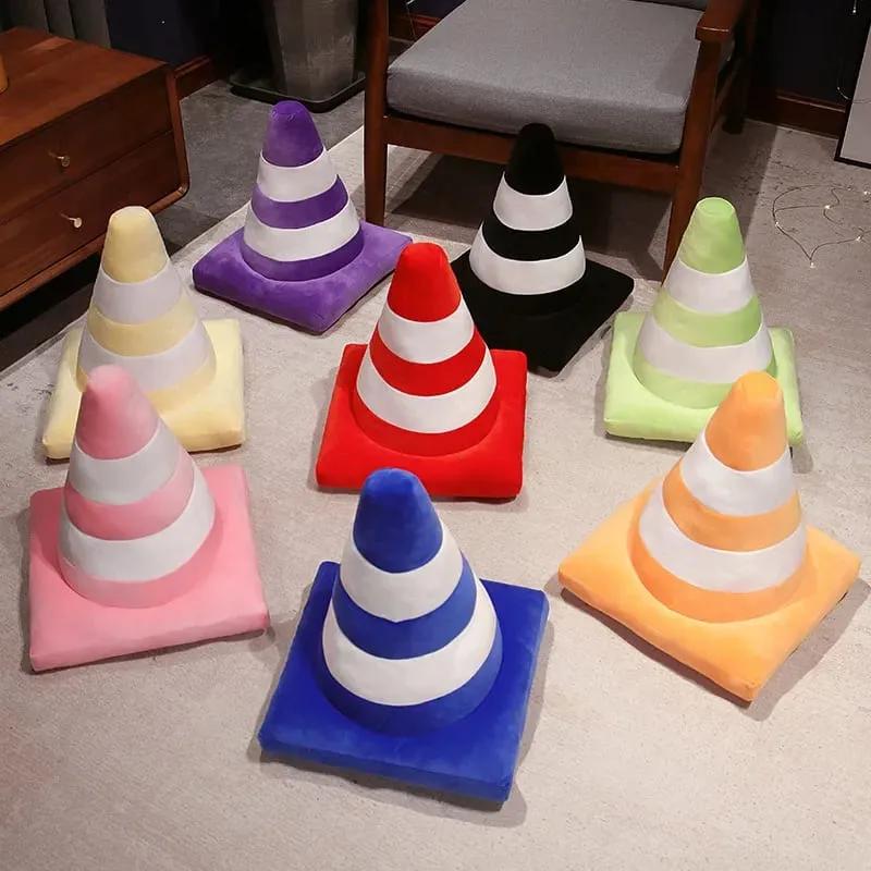 Simulation Traffic cone Plush Pillow Creative Roadblock Stuffed Toy Construction Cone Sign Cushion Doll Kids Boys Road Game Gift — image 8