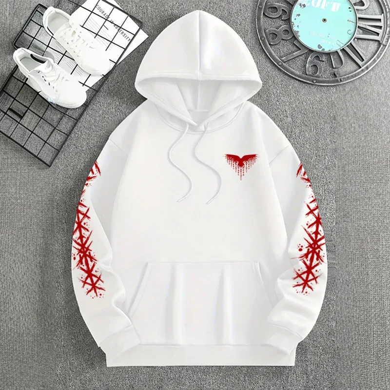 Edisi Musim Sejuk dan Musim Luruh Viking Nordic Runes Bercetak Baju Bertudung Lelaki Bersaiz Besar untuk Pakaian Kasual Jalanan