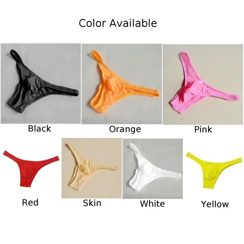Men's Underwear T-Back G-String Briefs Sexy Breathable Ice Silk Tangas Thong Hot Porn Lingerie Fashion Low Waist Panties Male