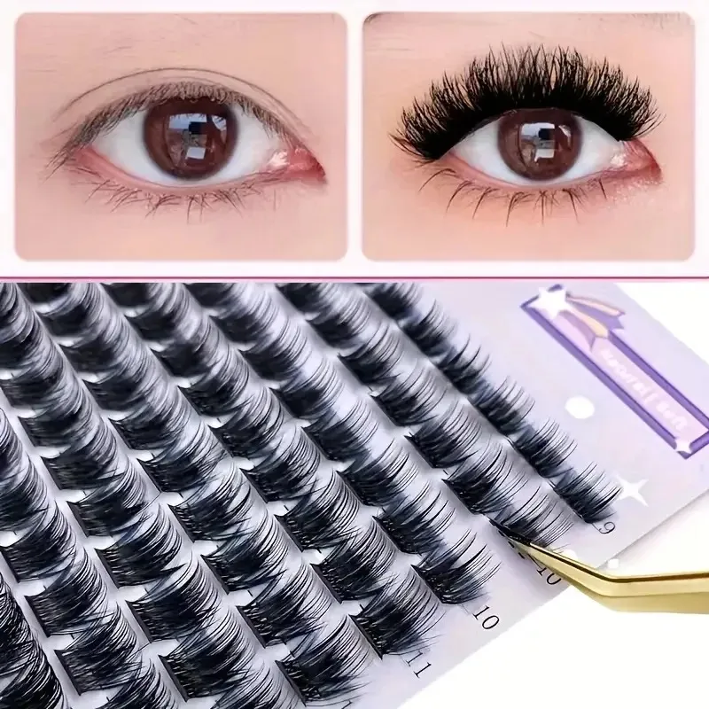 Salon DIY Eyelash Extensions D Curl 9-16mm Mixed Natural 3D Volume Cluster Lashes for Wedding Festival & Casual Eye Makeup