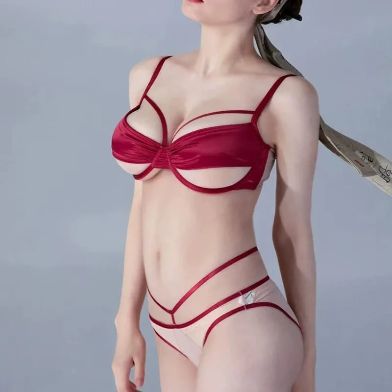 Ladies New Thin Cup Slimming Lingerie Set Soft underwire Push Up Bra Minimizing Effect Gathers Side Bulge Anti Sagging Soft