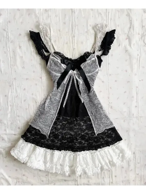 Feminino y2k vintage rendas retalhos vestido de duas peças conjunto verão elegante retro cardigan + doce moda sem mangas magro mini vestido