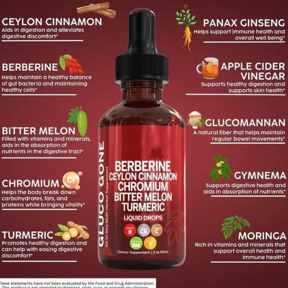 60ml Berberine Cinnamon Drops For Health Immune Support Gut Health Metabolism Antioxidant- Ceylon Cinnamon Flavor