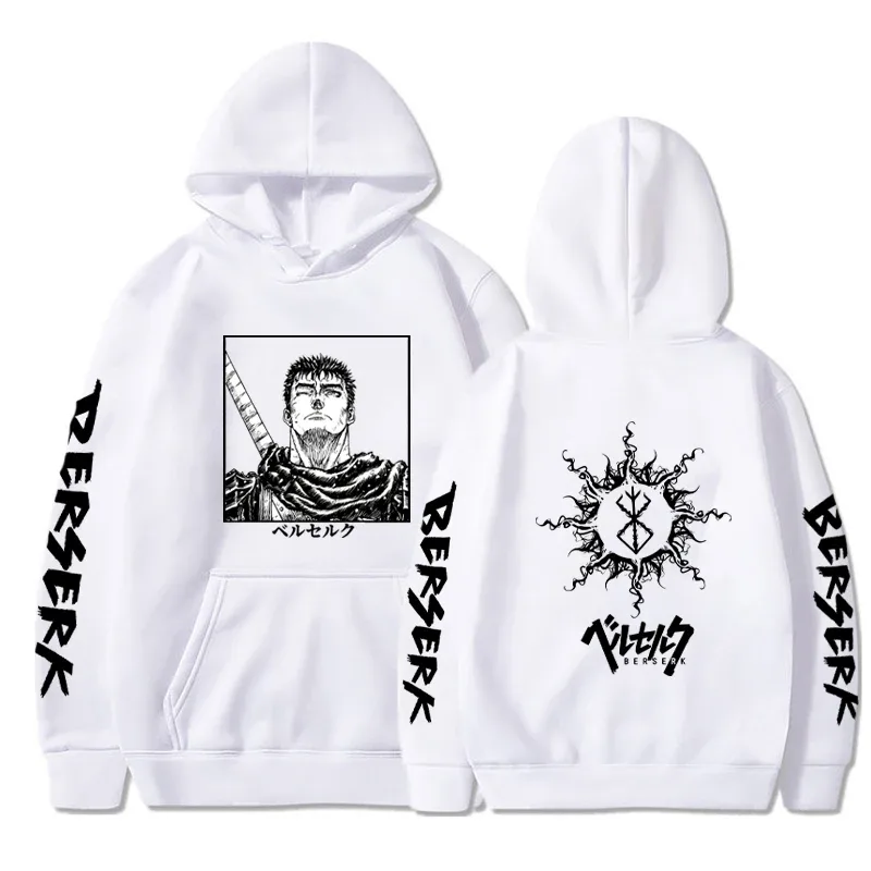 Berserk 拉鍊連帽衫男款長袖運動衫抓絨超大外套外套有趣 Berserk 日本動漫街頭服飾