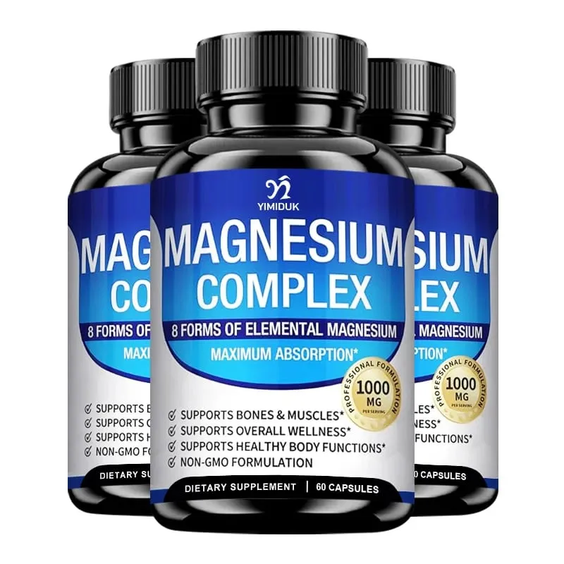 Magnesium-Komplex-Ergänzung 1000 mg – Magnesiumglycinat-Citrat-Malat-Taurat chelatisiert für Knochen-Muskel-Regenerationsenergie