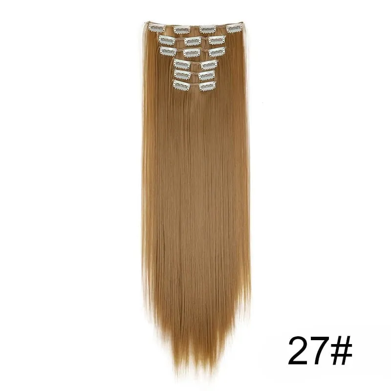 24Inch Synthetic 6pcs/set Long Straight Clip-in Hair Extension Heat Resistant Fiber Hair for Women Hair Accessories — image 21